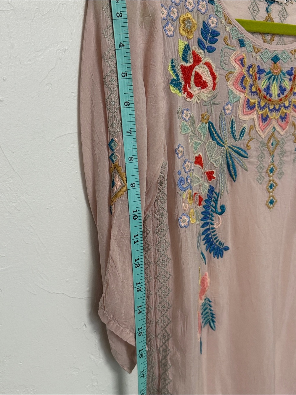 Johnny Was Dusty Blush Embroidered Floral Boho Tunic - Picture 10 of 11